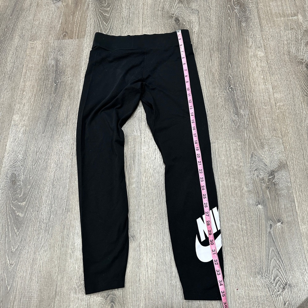 Nike Leggings Women's Large Black Essential Sports White Logo High Rise Leggings - Picture 7 of 12